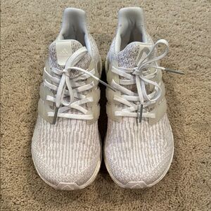 Adidas Ultraboost Cream and Gray Running Shoes